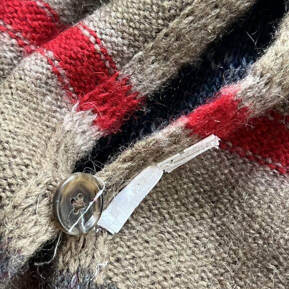 Ann Taylor Loft Knit Poncho Size L/XL Wool Mohair Beige Red Cowl Neck 4 Panel - Picture 6 of 8